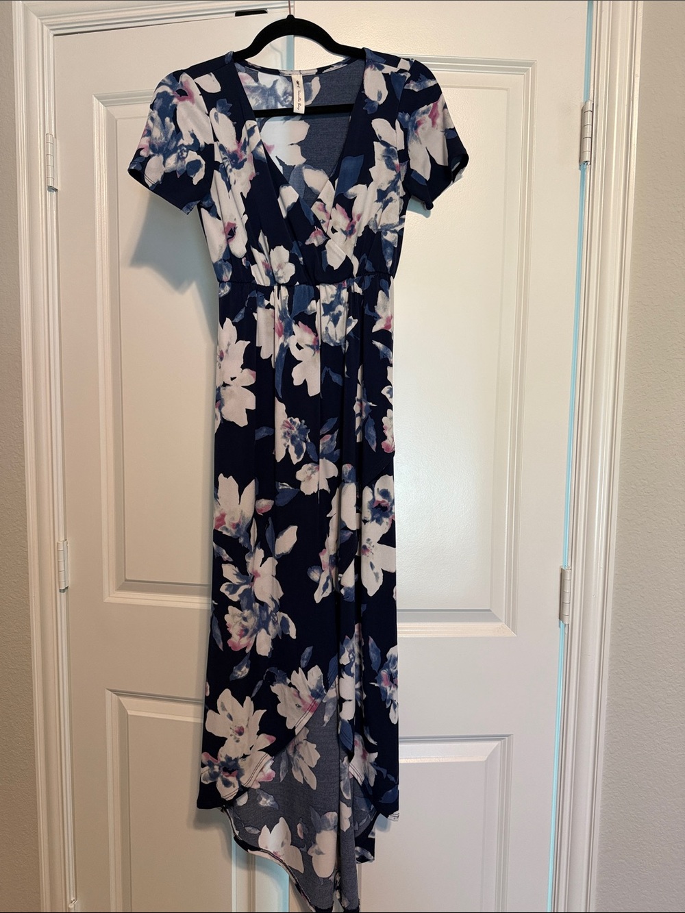 Vanilla Bay Navy Floral High-Low Wrap Dress